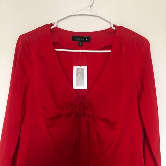 Red silk top - Picture 5 of 5